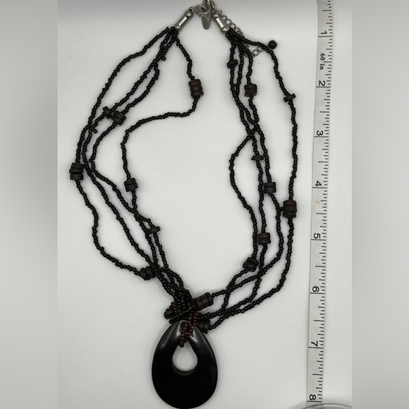 New York & Company Multi-Strand Beaded Necklace with Teardrop Pendant - Picture 3 of 3